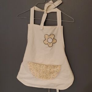 Cream Apron with Floral Embroidery